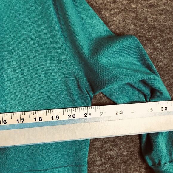 Christopher &Banks Cardigan Womens M Turquoise Knit Sweater 3/4 SLV Open Front - Picture 6 of 7